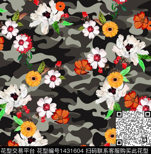 数码华亿平台迷彩大牌风数码印花华亿平台下载（图片编号: 1431604） - 瓦栏（Walan）