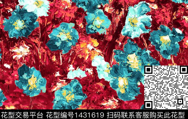 数码华亿平台花卉大牌风数码印花华亿平台下载（图片编号: 1431619） - 瓦栏（Walan）