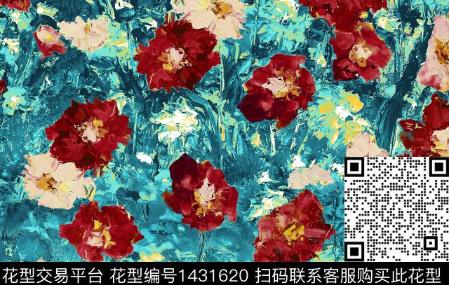 数码华亿平台花卉大牌风数码印花华亿平台下载（图片编号: 1431620） - 瓦栏（Walan）