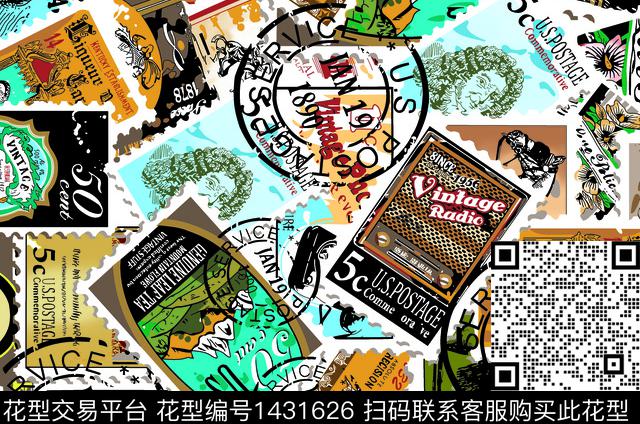 几何格子大牌风数码印花华亿平台下载（图片编号: 1431626） - 瓦栏（Walan）