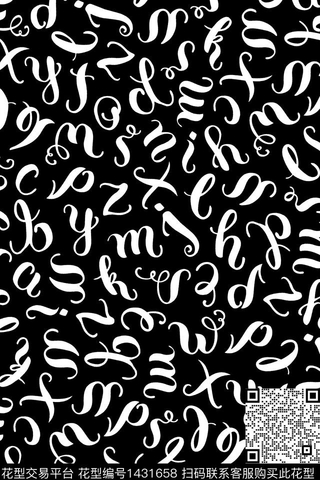 字母大牌风抽象传统印花华亿平台下载（图片编号: 1431658） - 瓦栏（Walan）