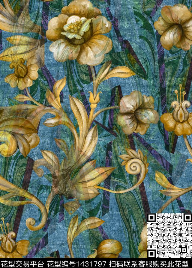 香云纱中老年复古数码印花华亿平台下载（图片编号: 1431797） - 瓦栏（Walan）