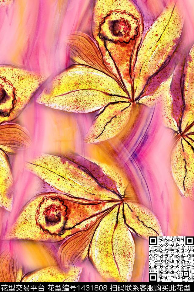 绿植树叶几何民族风数码印花华亿平台下载（图片编号: 1431808） - 瓦栏（Walan）