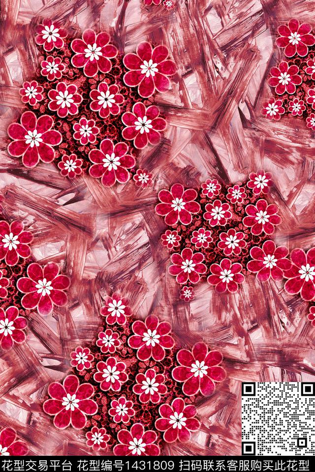 几何民族风花卉数码印花华亿平台下载（图片编号: 1431809） - 瓦栏（Walan）
