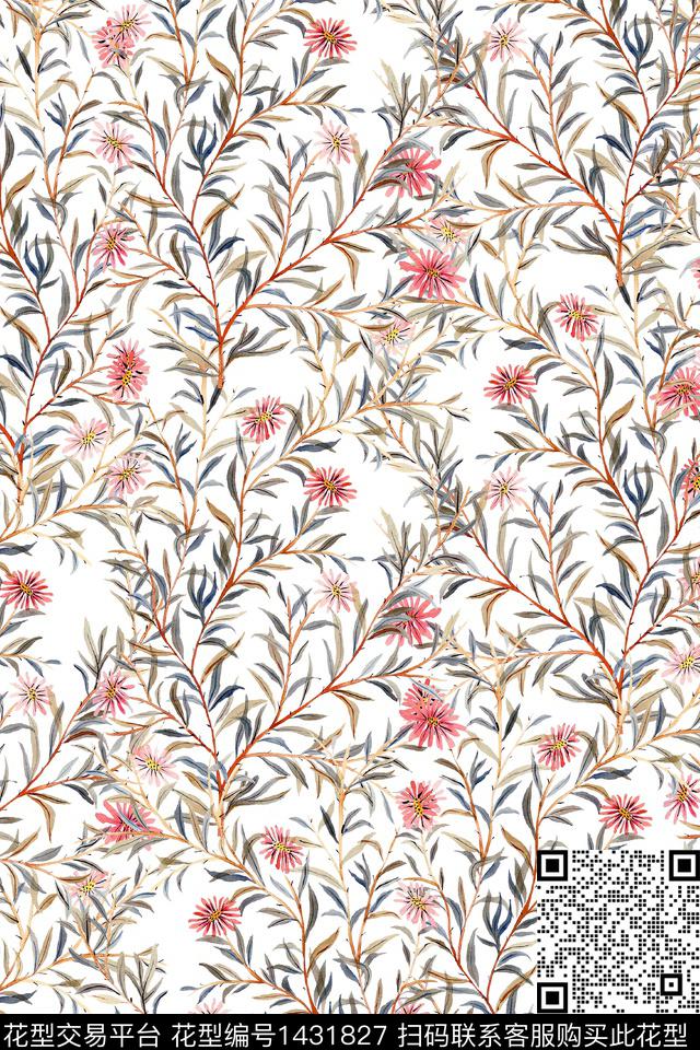 花卉大牌风小清新数码印花华亿平台下载（图片编号: 1431827） - 瓦栏（Walan）