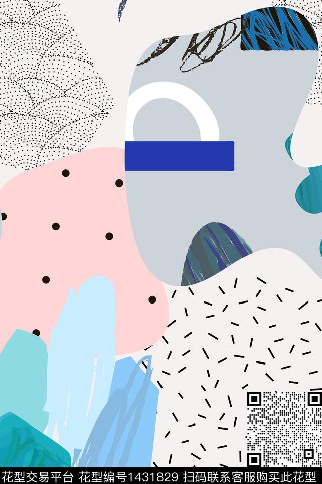 几何抽象配饰数码印花华亿平台下载（图片编号: 1431829） - 瓦栏（Walan）