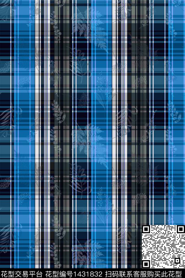 格子肌理抽象男装数码印花华亿平台下载（图片编号: 1431832） - 瓦栏（Walan）