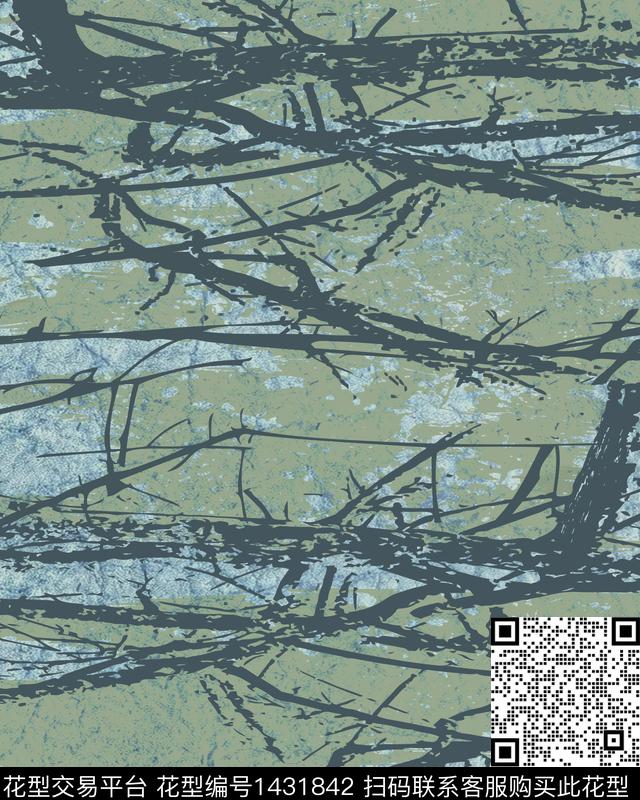 树枝复古纹理数码印花华亿平台下载（图片编号: 1431842） - 瓦栏（Walan）