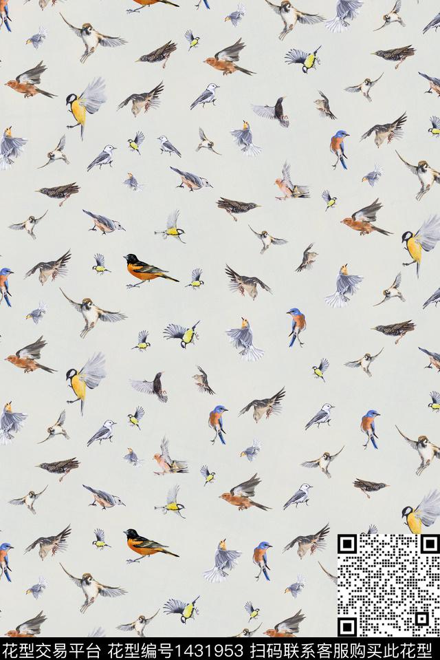 鸟女装动物数码印花华亿平台下载（图片编号: 1431953） - 瓦栏（Walan）