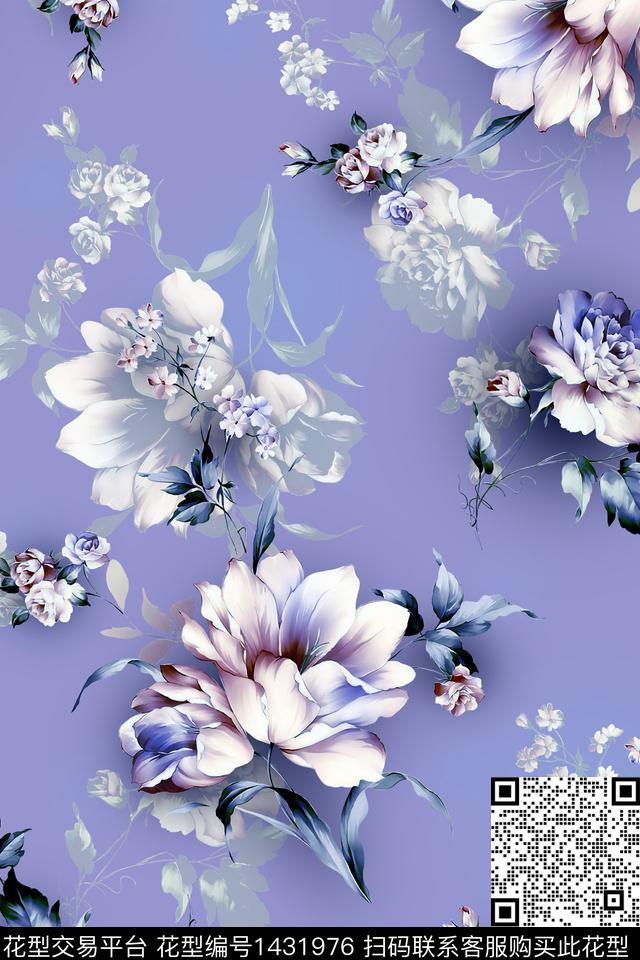 清爽底花卉花卉大牌风数码印花华亿平台下载（图片编号: 1431976） - 瓦栏（Walan）