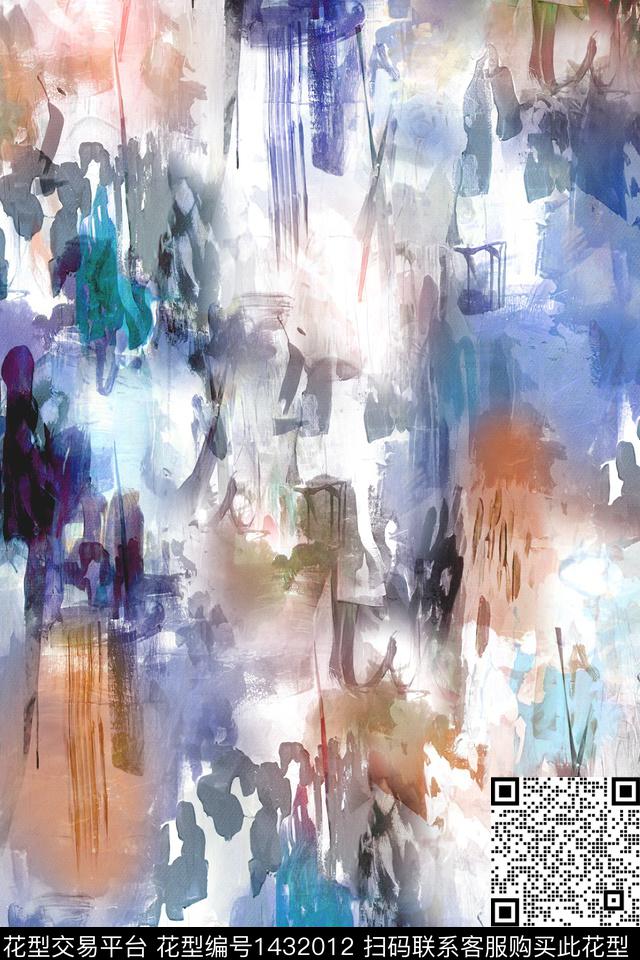肌理抽象花卉扎染华亿平台数码印花华亿平台下载（图片编号: 1432012） - 瓦栏（Walan）