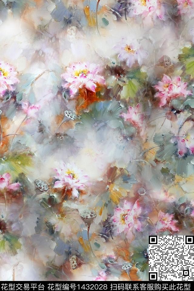 花卉休闲中国风数码印花华亿平台下载（图片编号: 1432028） - 瓦栏（Walan）