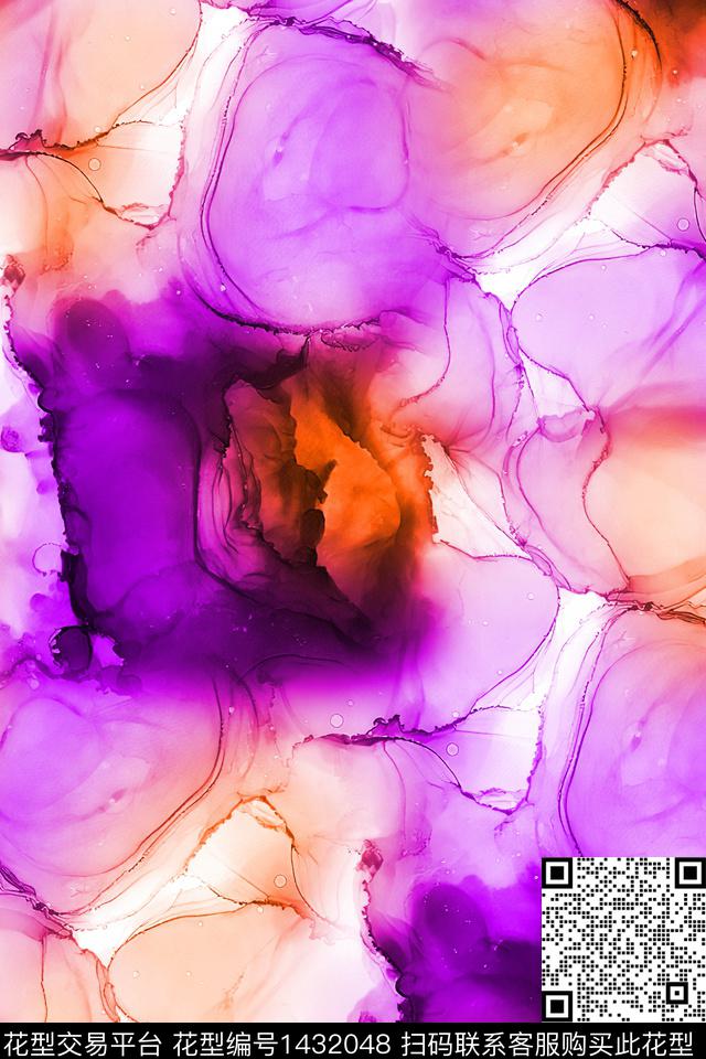 炫彩水彩肌理数码印花华亿平台下载（图片编号: 1432048） - 瓦栏（Walan）