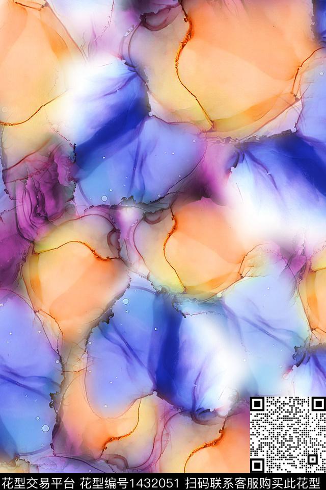 炫彩水彩肌理数码印花华亿平台下载（图片编号: 1432051） - 瓦栏（Walan）