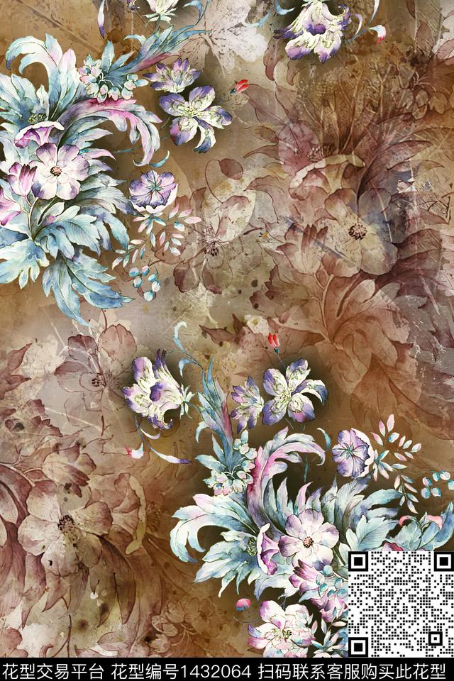 肌理香云纱大牌风数码印花华亿平台下载（图片编号: 1432064） - 瓦栏（Walan）