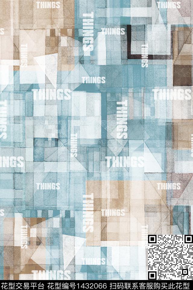 字母几何格子数码印花华亿平台下载（图片编号: 1432066） - 瓦栏（Walan）