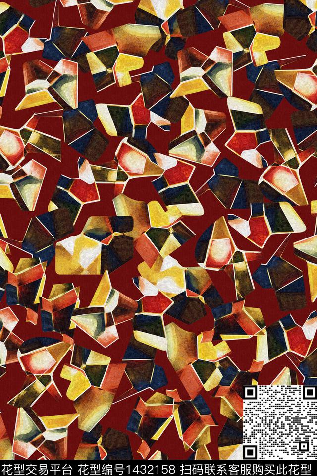 女装几何碎片数码印花华亿平台下载（图片编号: 1432158） - 瓦栏（Walan）