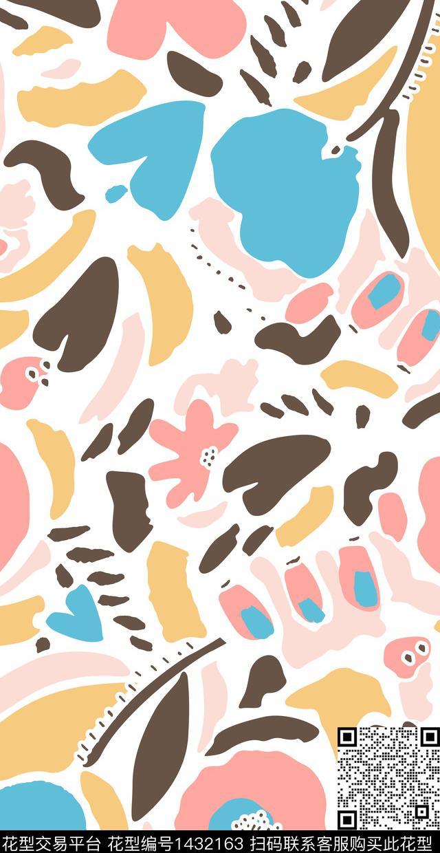 抽象花卉女装斑驳传统印花华亿平台下载（图片编号: 1432163） - 瓦栏（Walan）