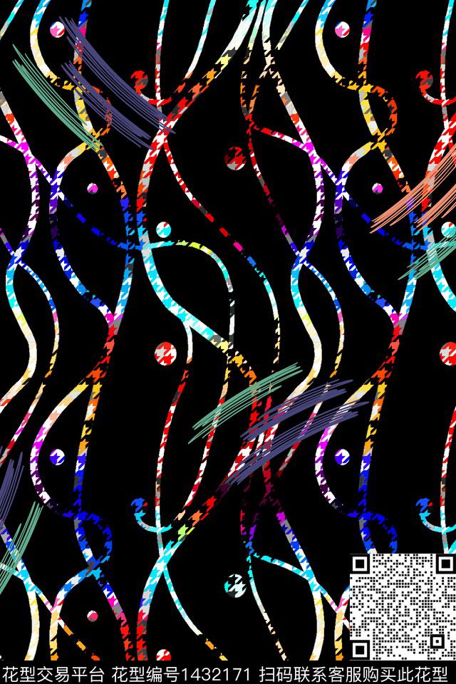 线条女装条纹数码印花华亿平台下载（图片编号: 1432171） - 瓦栏（Walan）