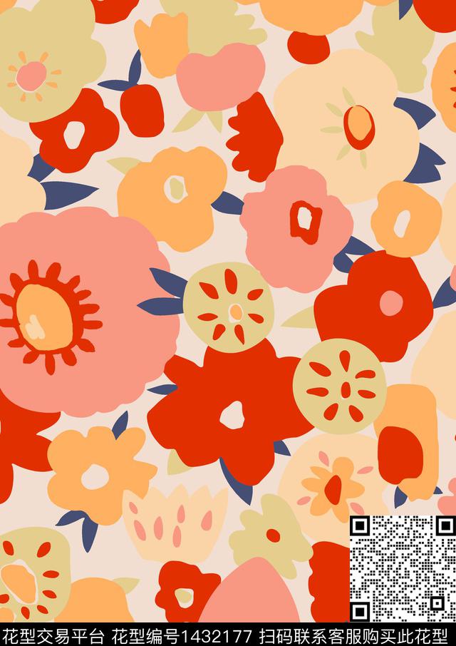 斑驳印花女装图案色彩丰富传统印花华亿平台下载（图片编号: 1432177） - 瓦栏（Walan）