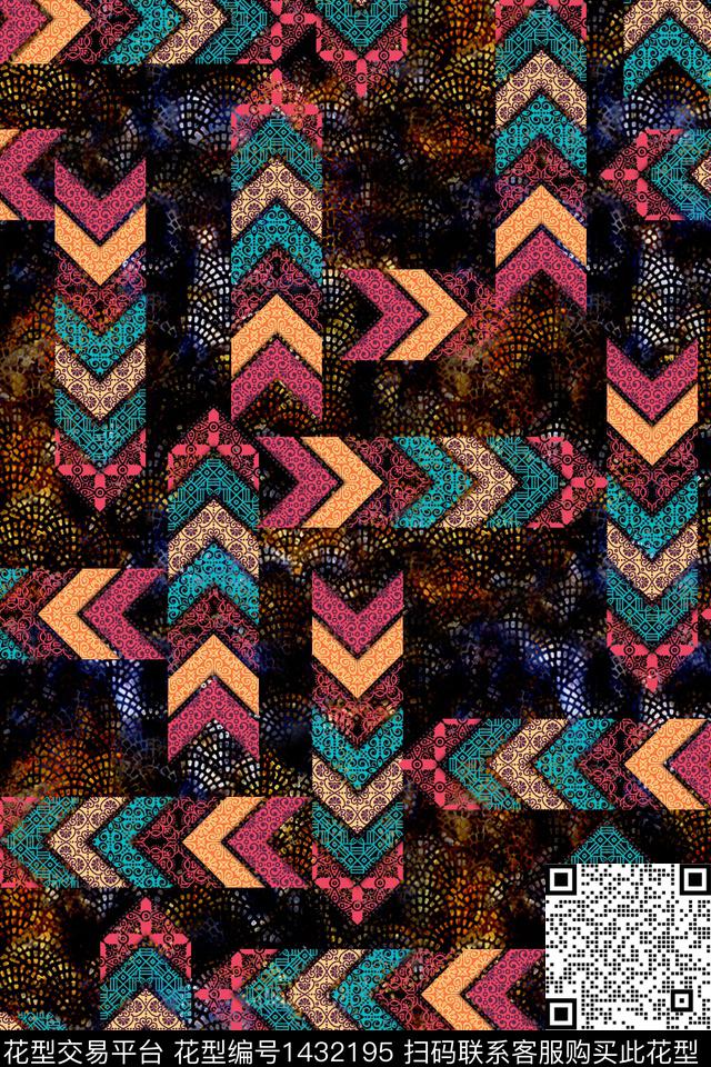 几何女装箭头数码印花华亿平台下载（图片编号: 1432195） - 瓦栏（Walan）
