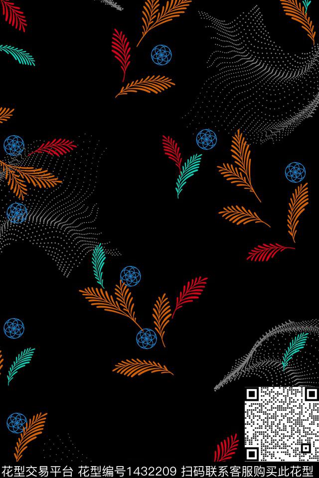 中老年绿植树叶圆形传统印花华亿平台下载（图片编号: 1432209） - 瓦栏（Walan）