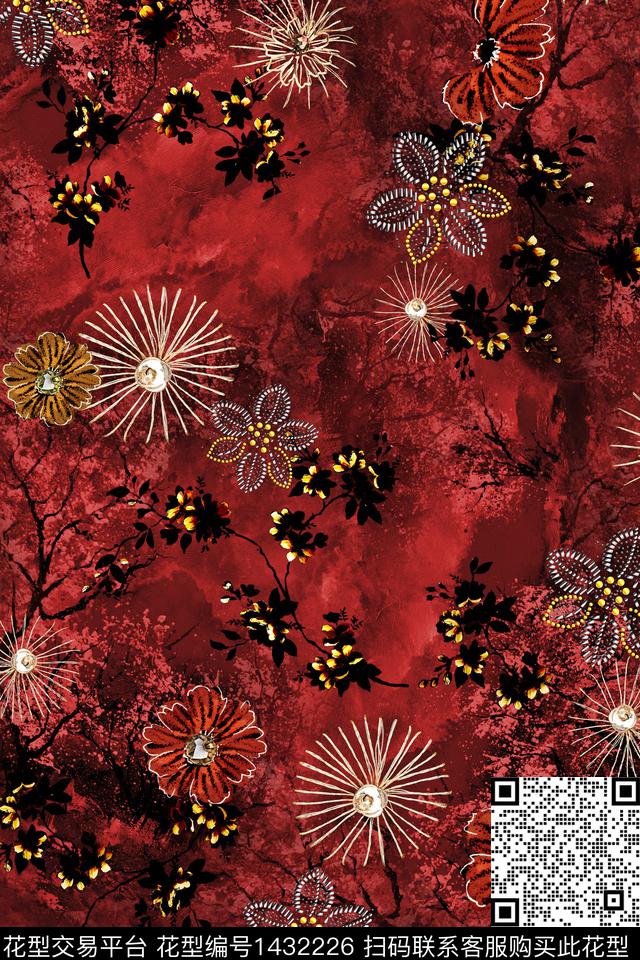 女装花卉中老年数码印花华亿平台下载（图片编号: 1432226） - 瓦栏（Walan）