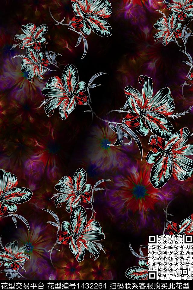 女装花卉中老年数码印花华亿平台下载（图片编号: 1432264） - 瓦栏（Walan）