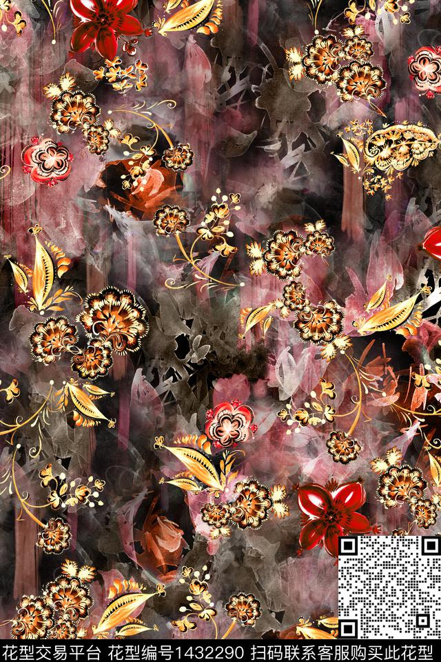 女装花卉中老年数码印花华亿平台下载（图片编号: 1432290） - 瓦栏（Walan）