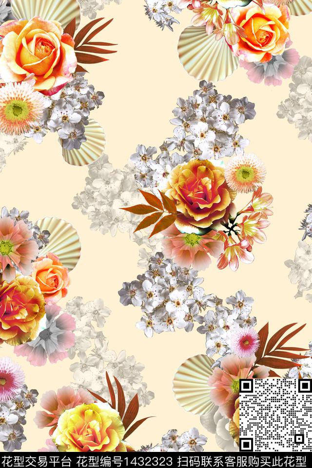 纸印花女装花卉数码印花华亿平台下载（图片编号: 1432323） - 瓦栏（Walan）