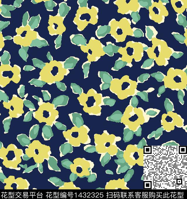 抽象花卉斑驳几何传统印花华亿平台下载（图片编号: 1432325） - 瓦栏（Walan）
