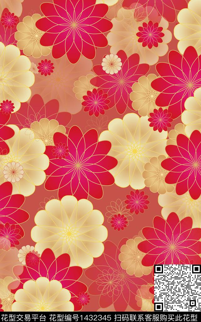 定位花扎染华亿平台花卉传统印花华亿平台下载（图片编号: 1432345） - 瓦栏（Walan）