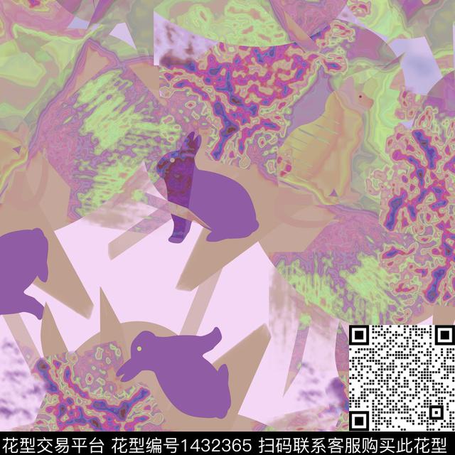 几何动物抽象数码印花华亿平台下载（图片编号: 1432365） - 瓦栏（Walan）