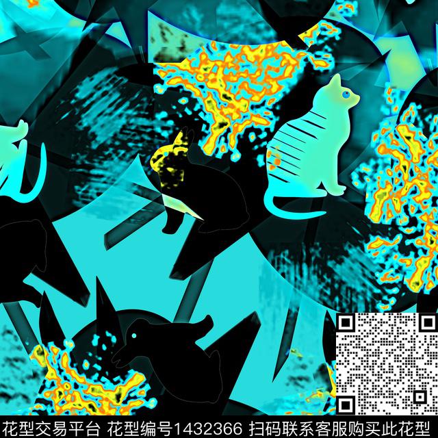 几何动物抽象数码印花华亿平台下载（图片编号: 1432366） - 瓦栏（Walan）