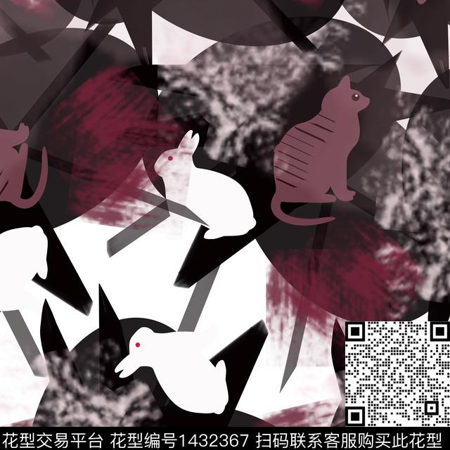 几何动物抽象数码印花华亿平台下载（图片编号: 1432367） - 瓦栏（Walan）