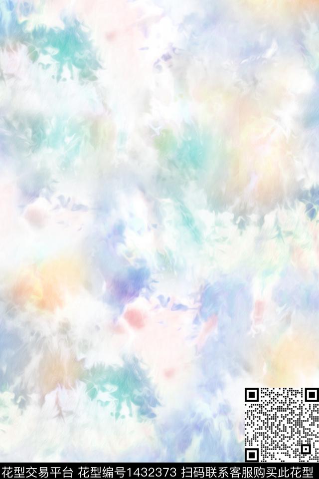 肌理抽象花卉扎染华亿平台数码印花华亿平台下载（图片编号: 1432373） - 瓦栏（Walan）