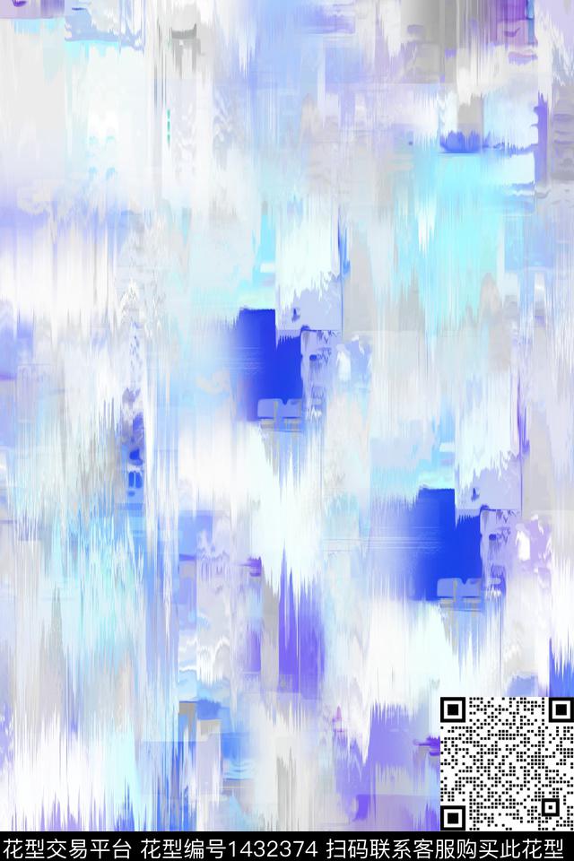 肌理抽象花卉扎染华亿平台数码印花华亿平台下载（图片编号: 1432374） - 瓦栏（Walan）