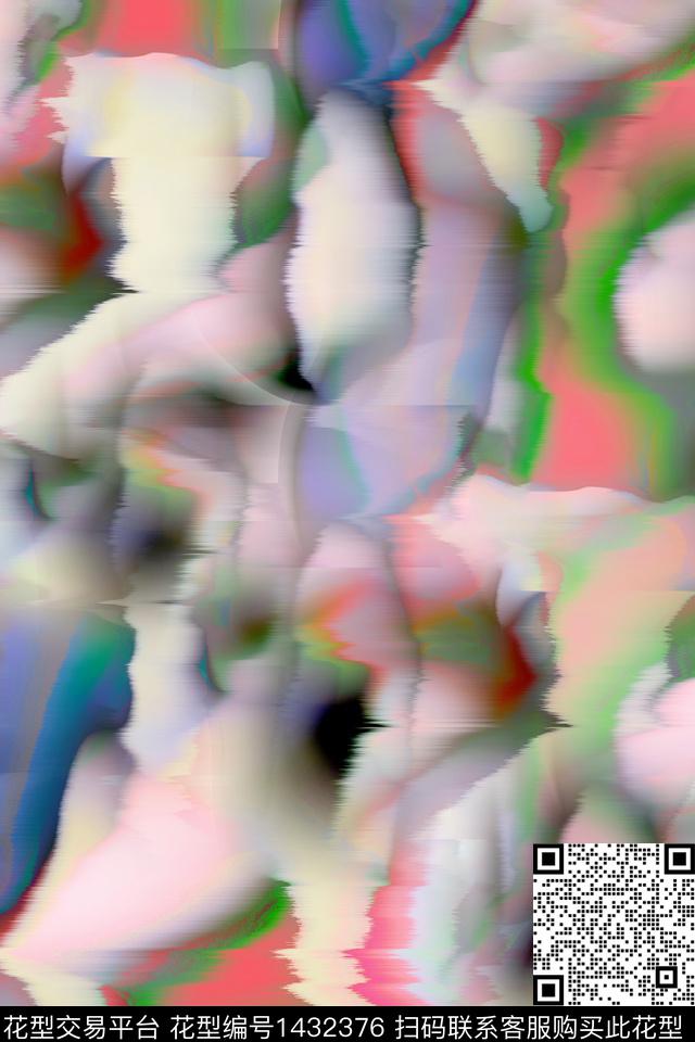 肌理抽象花卉扎染华亿平台数码印花华亿平台下载（图片编号: 1432376） - 瓦栏（Walan）