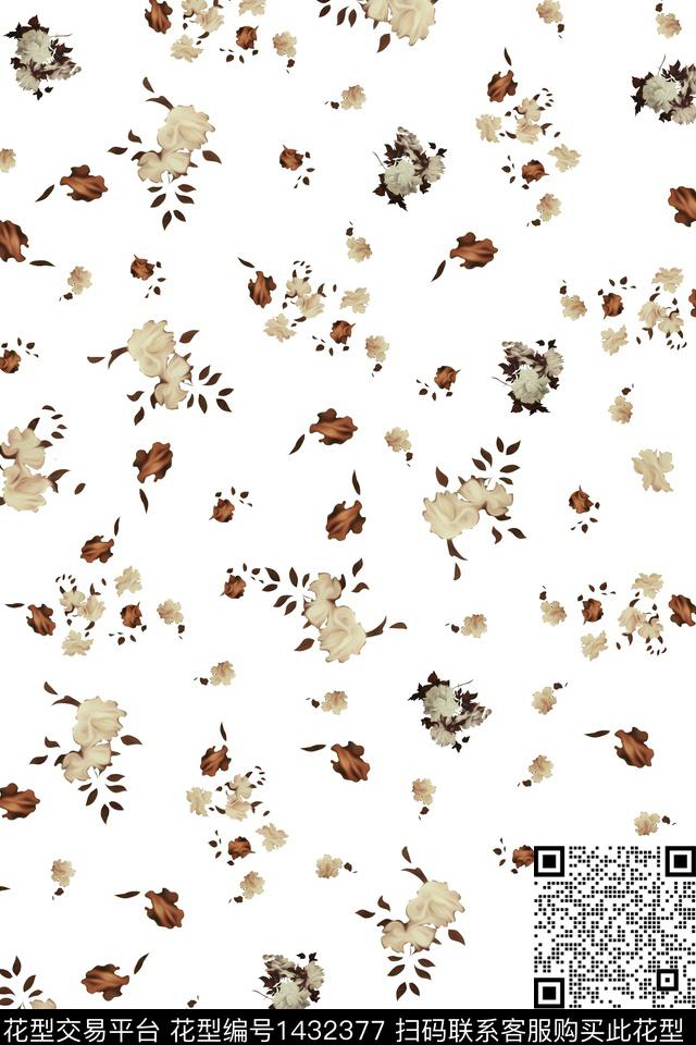 花卉大牌风小清新数码印花华亿平台下载（图片编号: 1432377） - 瓦栏（Walan）