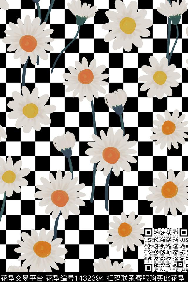 格子小碎花水彩花卉数码印花华亿平台下载（图片编号: 1432394） - 瓦栏（Walan）