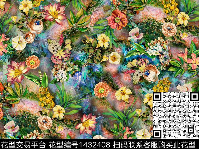 唐装鲜花数码华亿平台数码印花华亿平台下载（图片编号: 1432408） - 瓦栏（Walan）