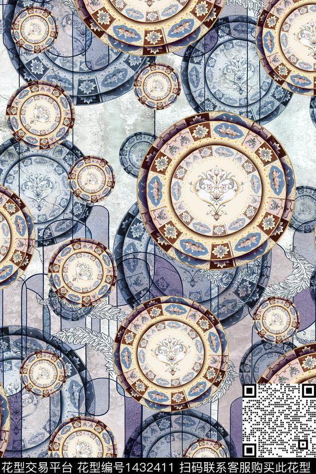 民族花卉香云纱大牌风数码印花华亿平台下载（图片编号: 1432411） - 瓦栏（Walan）