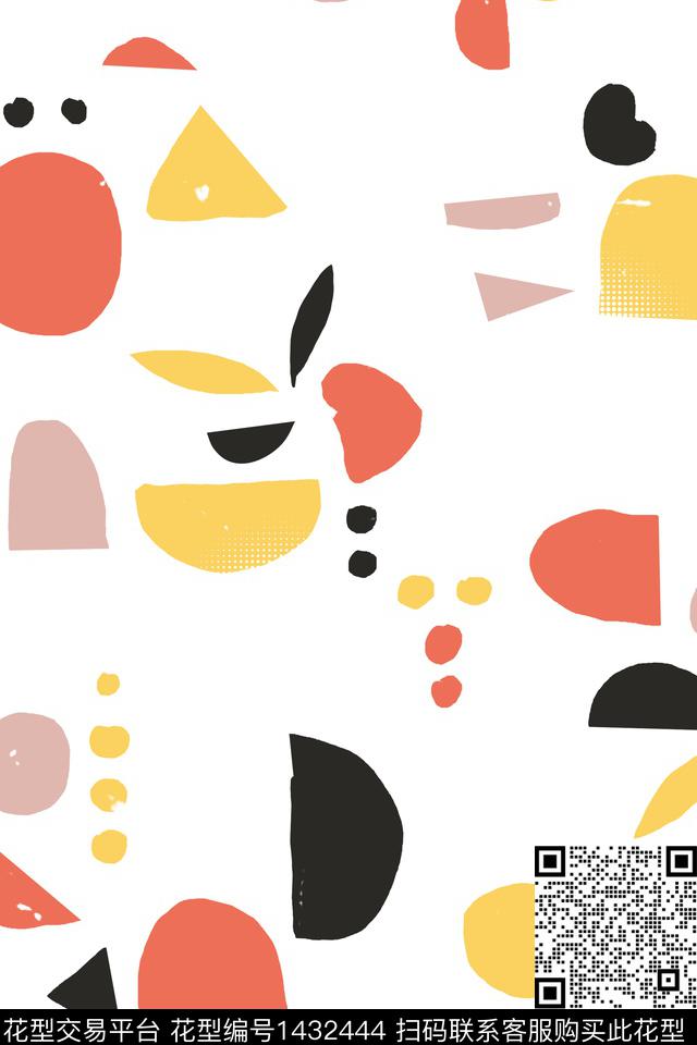 几何春夏华亿平台抽象传统印花华亿平台下载（图片编号: 1432444） - 瓦栏（Walan）