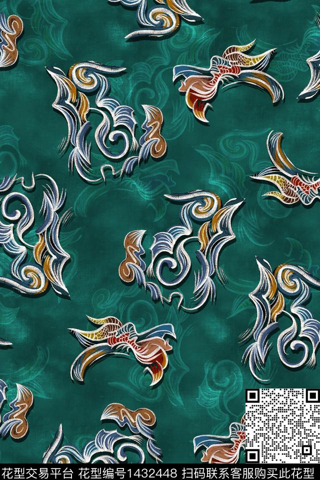 香云纱真丝中国风数码印花华亿平台下载（图片编号: 1432448） - 瓦栏（Walan）