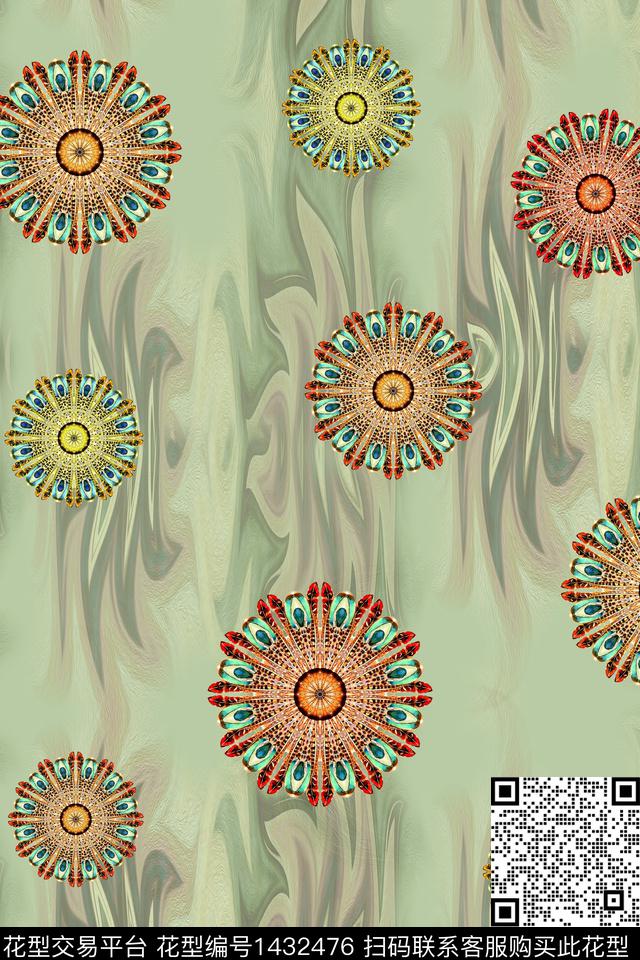 线条几何民族风数码印花华亿平台下载（图片编号: 1432476） - 瓦栏（Walan）