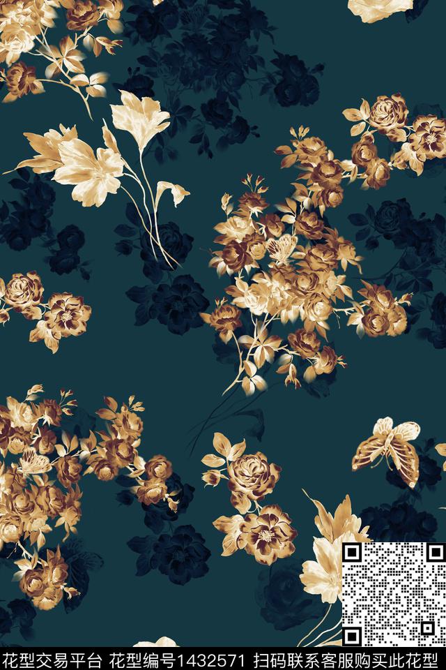 数码华亿平台简约花卉数码印花华亿平台下载（图片编号: 1432571） - 瓦栏（Walan）