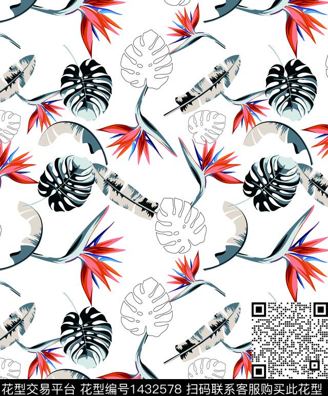 几何天堂鸟大牌风传统印花华亿平台下载（图片编号: 1432578） - 瓦栏（Walan）