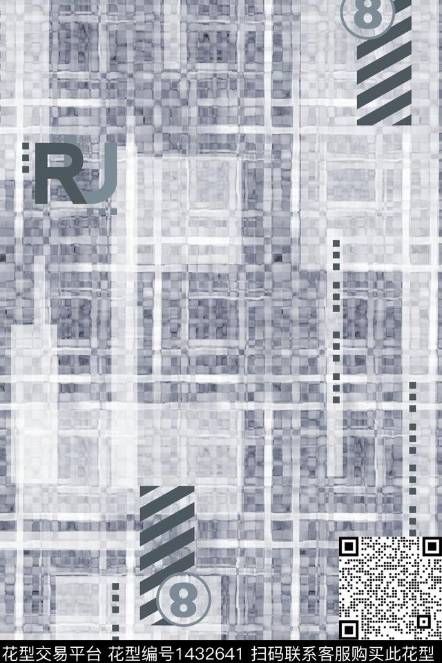 字母格子肌理数码印花华亿平台下载（图片编号: 1432641） - 瓦栏（Walan）