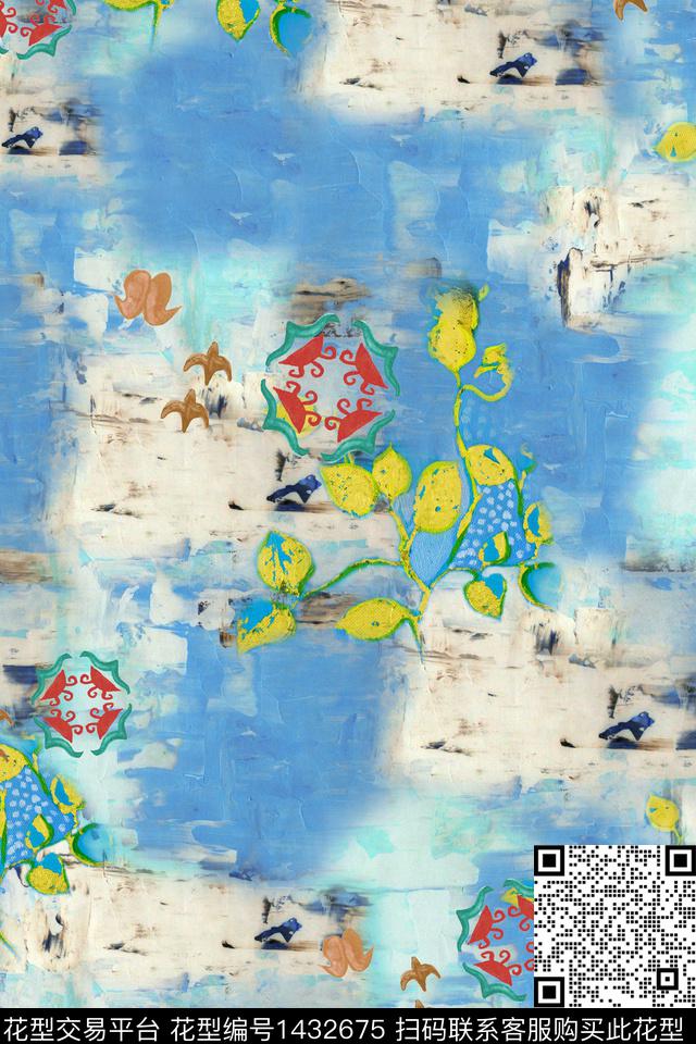 几何格子民族风数码印花华亿平台下载（图片编号: 1432675） - 瓦栏（Walan）