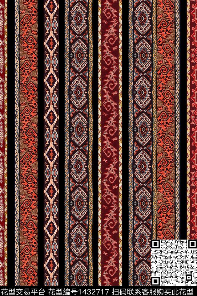 黑底花卉大牌风中国风数码印花华亿平台下载（图片编号: 1432717） - 瓦栏（Walan）